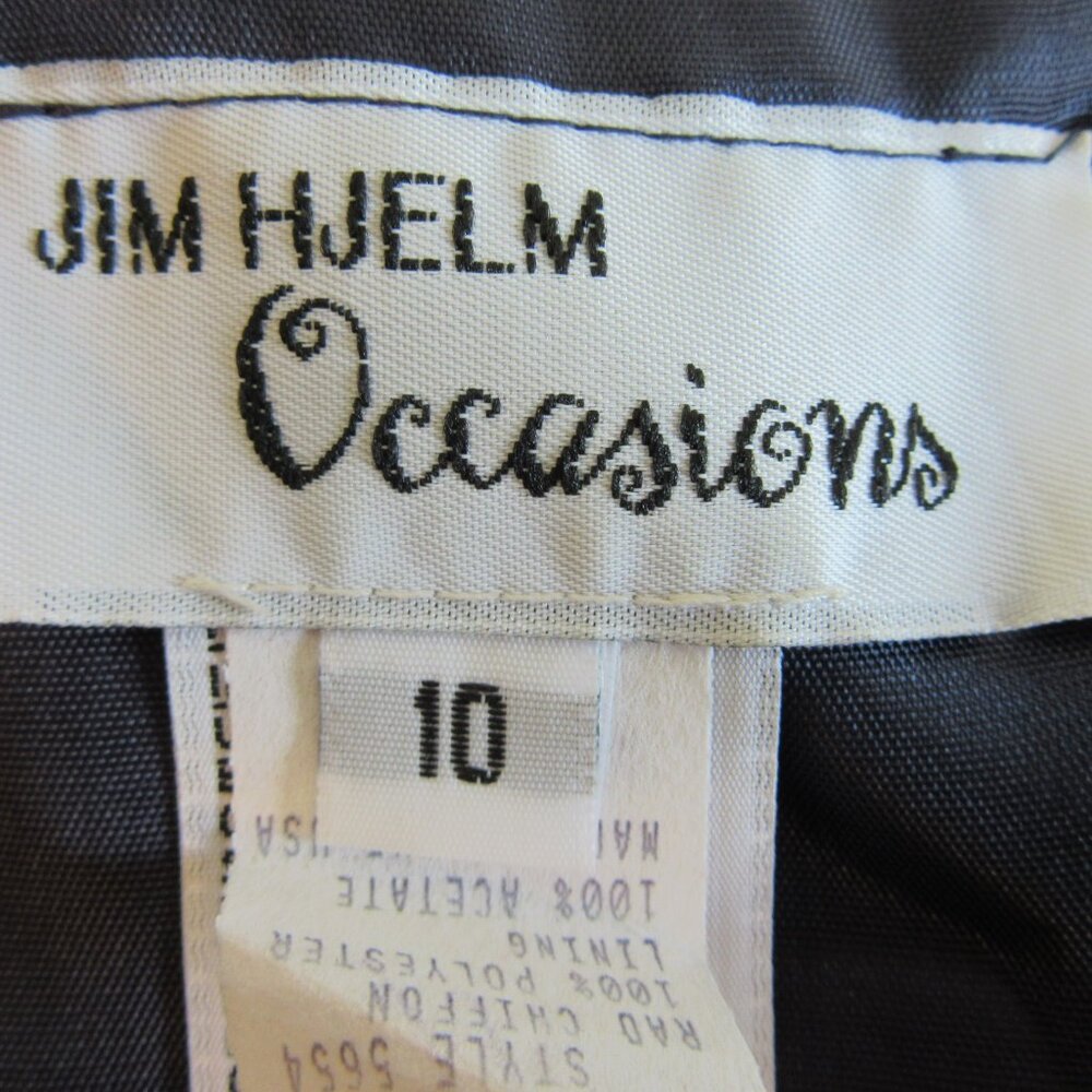 Jim Hjelm Blue Evening Halter Chiffon Padded Bust Size 10 Vintage V-Neck Dress - Picture 3 of 3